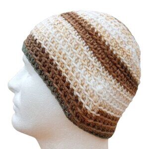 Men's Head Hugger Beanie Hat Handmade Cobblestone Crochet Fishing Outdoors L